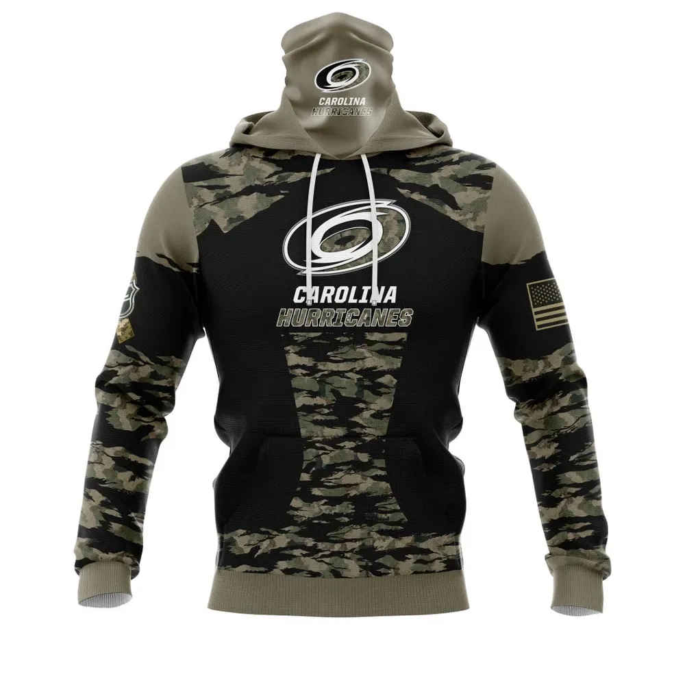 Carolina Hurricanes | Honors Veterans And Military Members Mask Hoodie