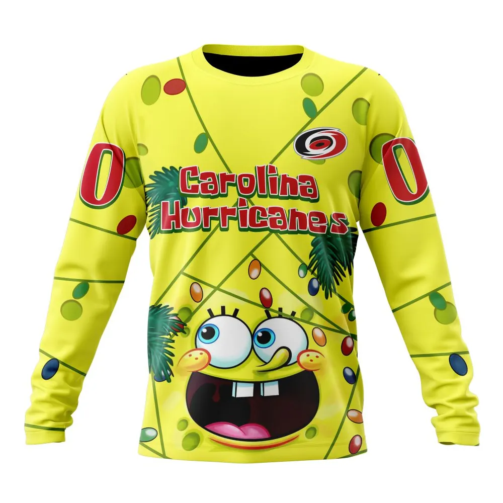 Carolina Hurricanes | Specialized Jersey With Spongebob V0122 Long Sleeved Sweatshirt 