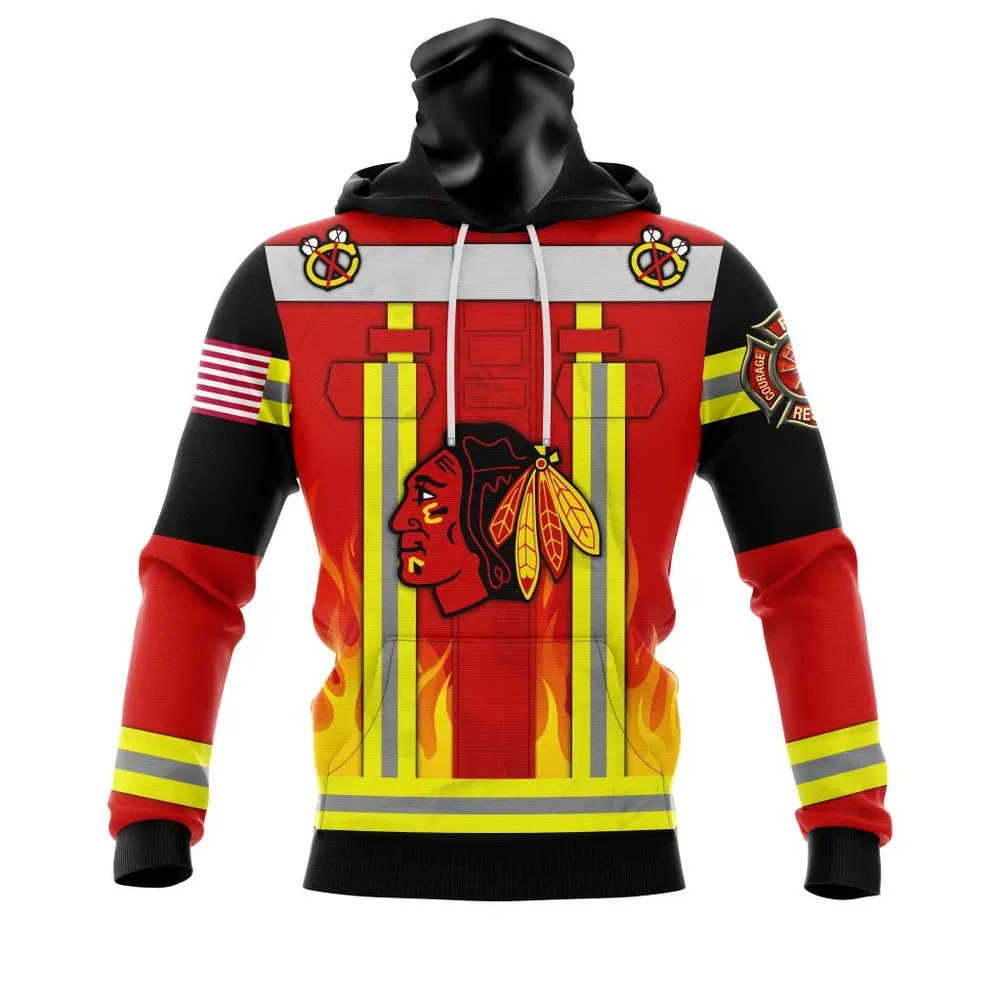 Chicago Blackhawks Honnor Firefighter Uniform V0622 Mask Hoodie