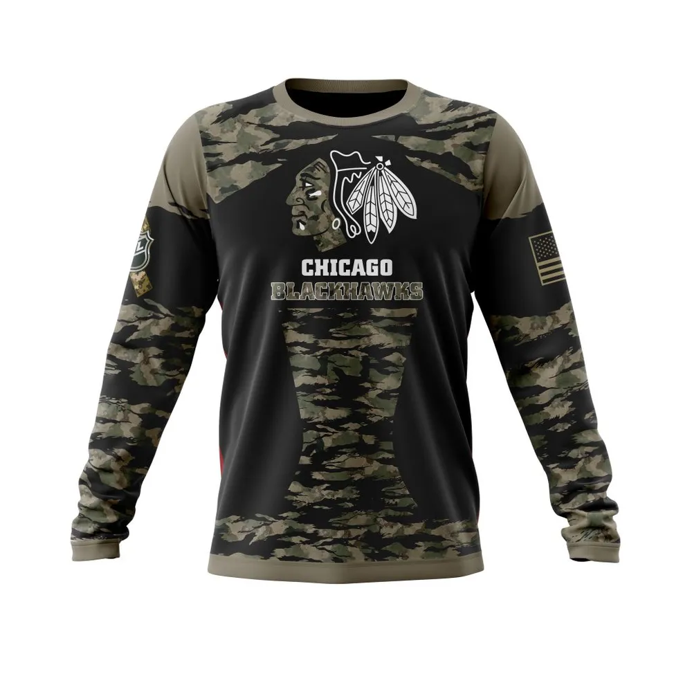 Chicago Blackhawks | Honors Veterans And Military Members Long Sleeved Sweatshirt 