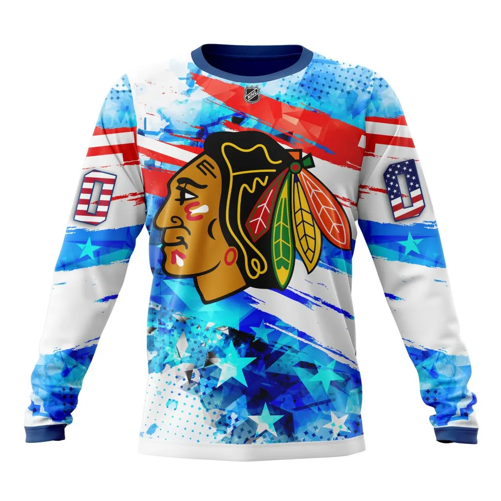 Chicago Blackhawks | Special Concept For Independence Day St2201 Long Sleeved Sweatshirt 