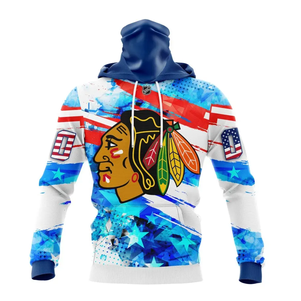 Chicago Blackhawks | Special Concept For Independence Day St2201 Mask Hoodie