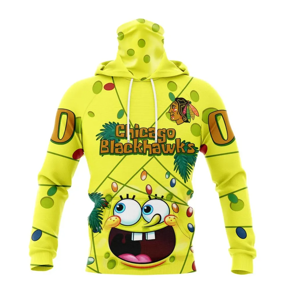 Chicago Blackhawks | Specialized Jersey With Spongebob V0122 Mask Hoodie