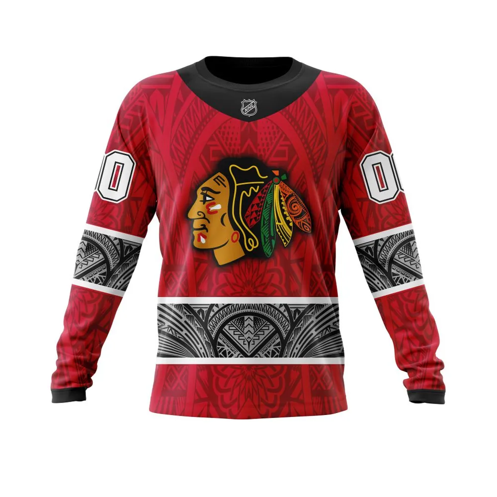 Chicago Blackhawks | Specialized Native With Samoa Culture V0222 Long Sleeved Sweatshirt 