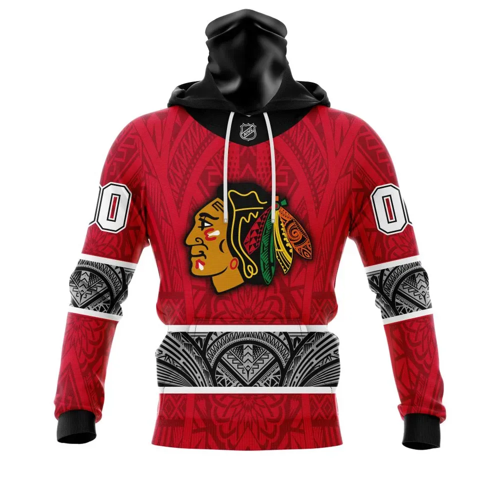 Chicago Blackhawks | Specialized Native With Samoa Culture V0222 Mask Hoodie