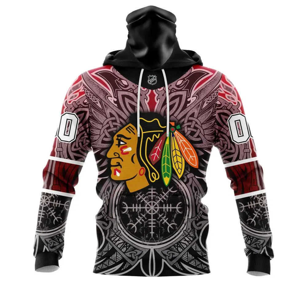 Chicago Blackhawks | Specialized Norse Viking Symbols St2201 Mask Hoodie