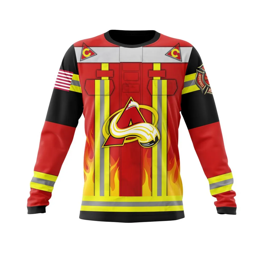 Colorado Avalanche Honnor Firefighter Uniform V0622 Long Sleeved Sweatshirt 