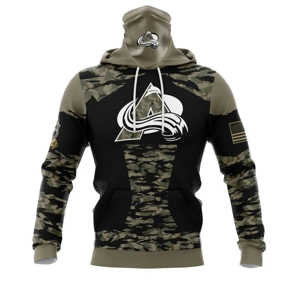 Colorado Avalanche | Honors Veterans And Military Members Mask Hoodie