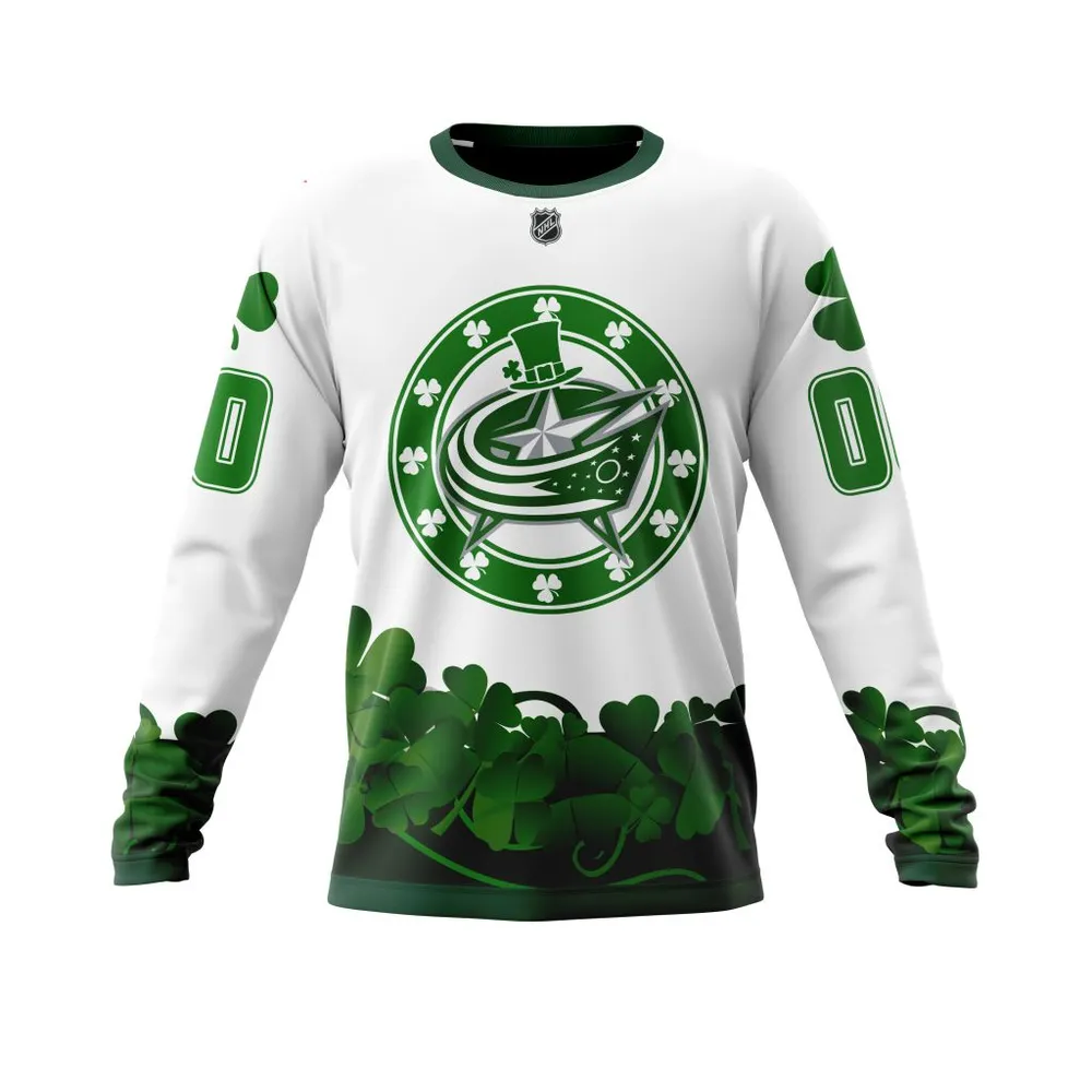 Columbus Blue Jackets | Happy St.Patrick Days Jersey V0522 Long Sleeved Sweatshirt 