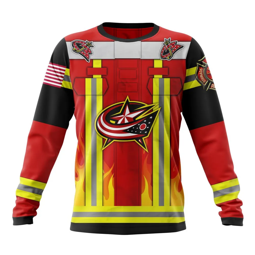 Columbus Blue Jackets Honnor Firefighter Uniform V0622 Long Sleeved Sweatshirt 