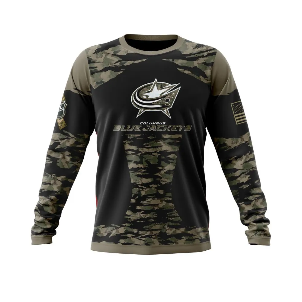 Columbus Blue Jackets | Honors Veterans And Military Members Long Sleeved Sweatshirt 