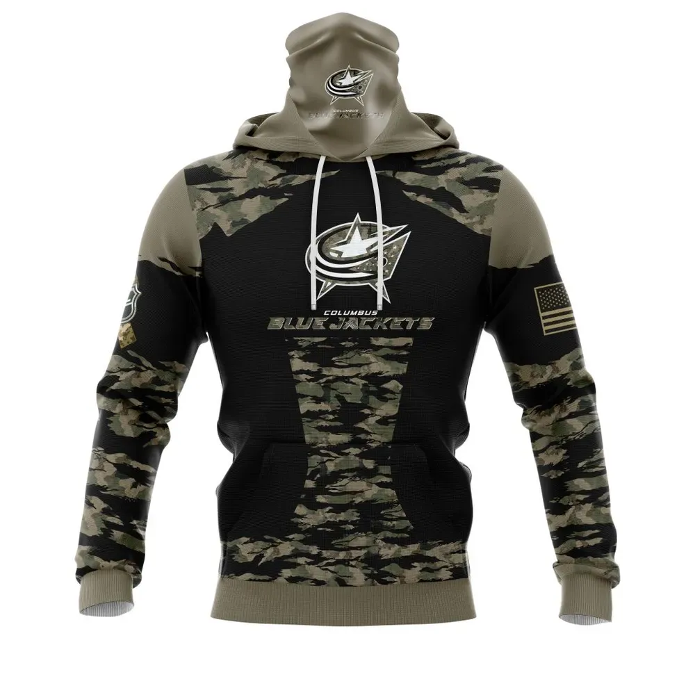 Columbus Blue Jackets | Honors Veterans And Military Members Mask Hoodie