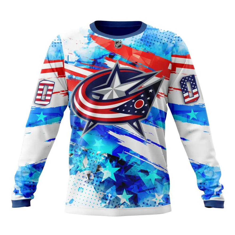 Columbus Blue Jackets | Special Concept For Independence Day St2201 Long Sleeved Sweatshirt 