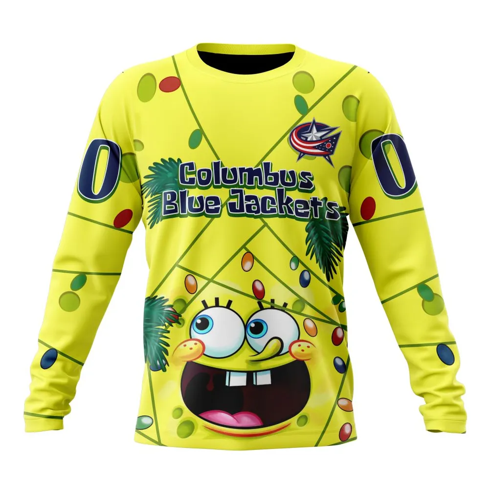 Columbus Blue Jackets | Specialized Jersey With Spongebob V0122 Long Sleeved Sweatshirt 