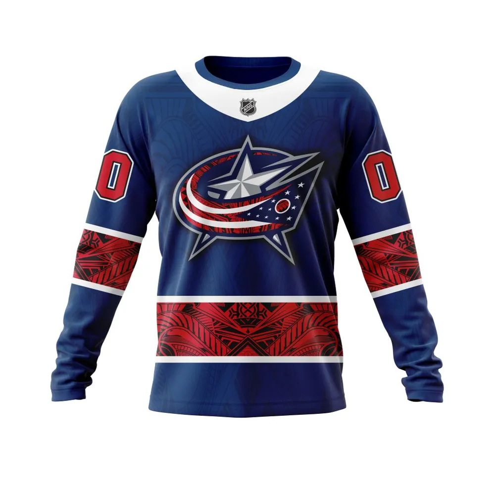 Columbus Blue Jackets | Specialized Native With Samoa Culture V0222 Long Sleeved Sweatshirt 