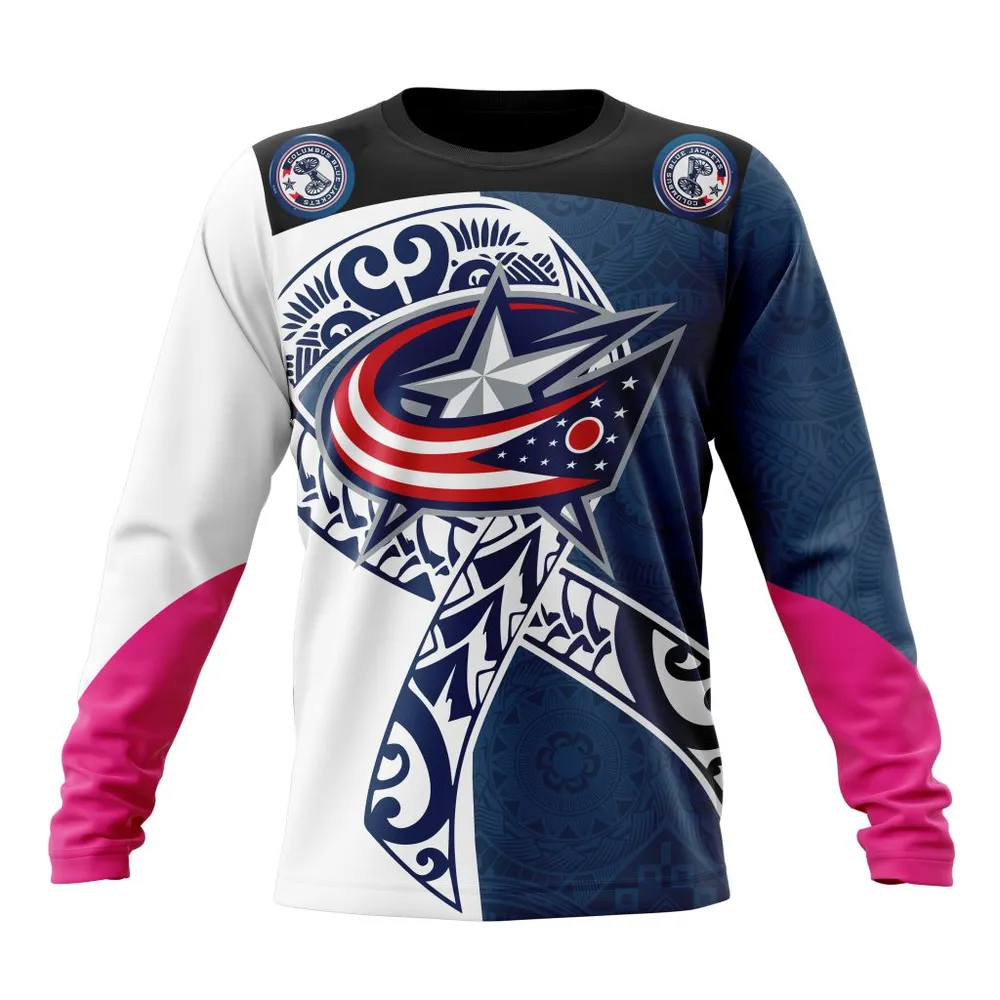 Columbus Blue Jackets | Specialized Samoa Fights Cancer Jersey Long Sleeved Sweatshirt 