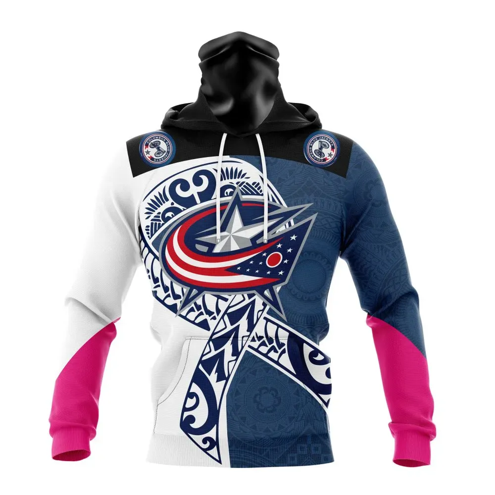 Columbus Blue Jackets | Specialized Samoa Fights Cancer Jersey Mask Hoodie