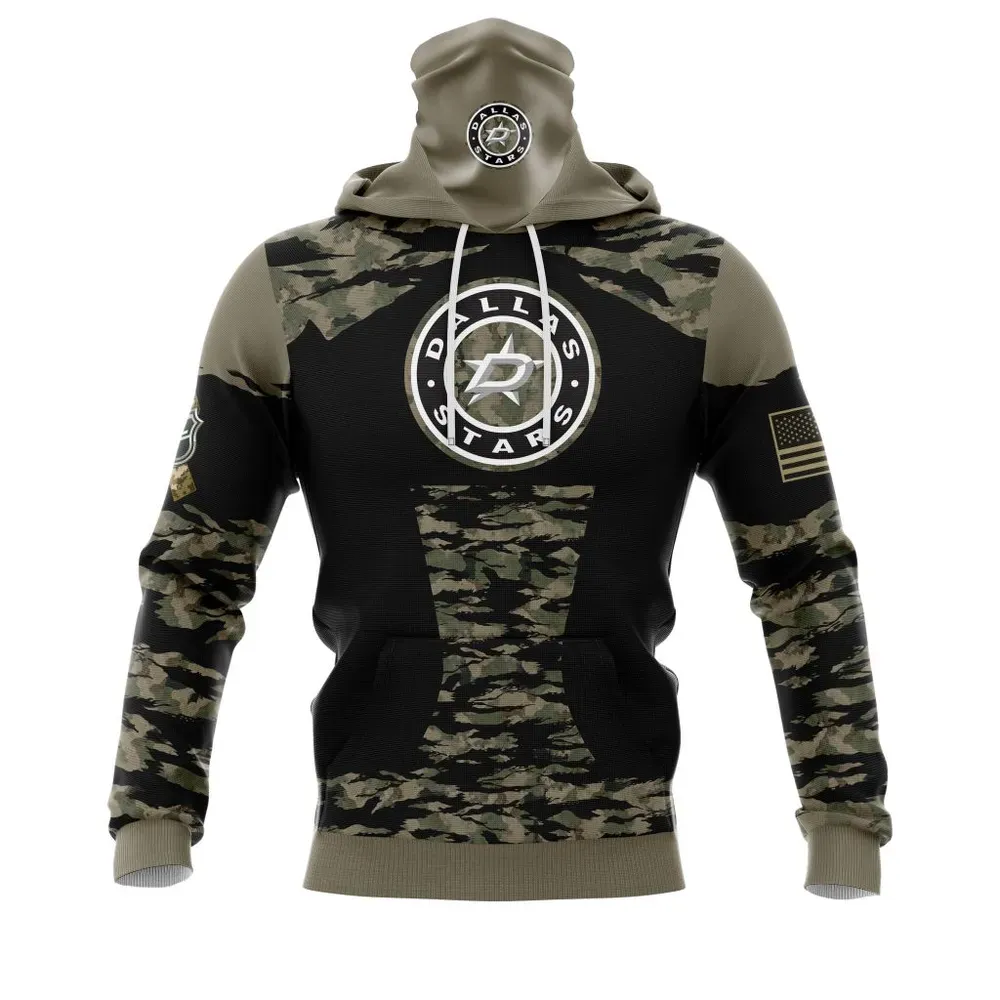 Dallas Stars | Honors Veterans And Military Members Kits V5 Mask Hoodie