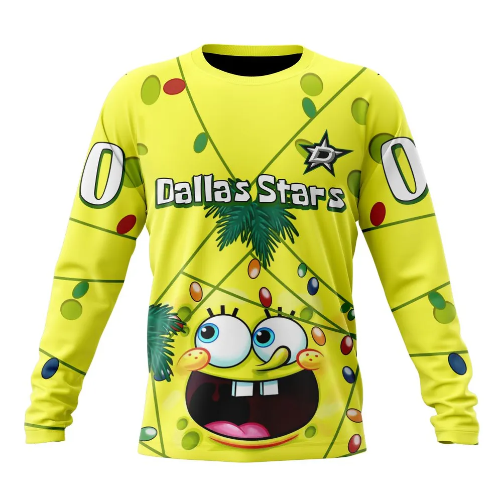 Dallas Stars | Specialized Jersey With Spongebob V0122 Long Sleeved Sweatshirt 