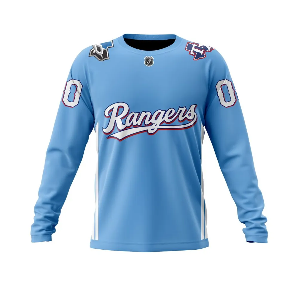 Dallas Stars Texas Rangers Night | Personalized Name & Number Long Sleeved Sweatshirt 