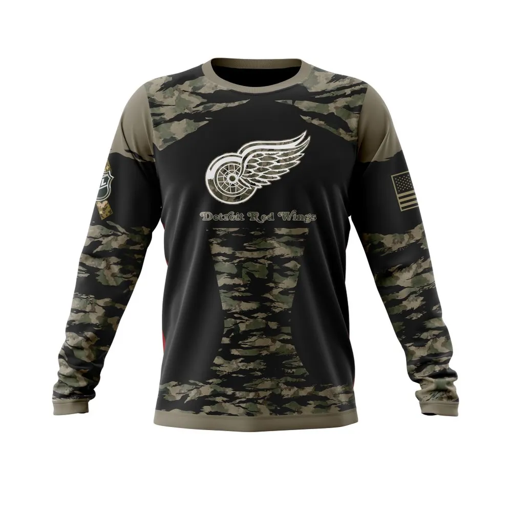 Detroit Red Wings | Honors Veterans And Military Members Long Sleeved Sweatshirt 