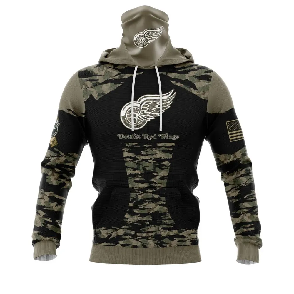 Detroit Red Wings | Honors Veterans And Military Members Mask Hoodie