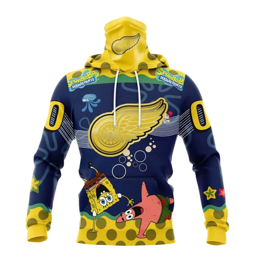 Detroit Red Wings | Specialized Jersey With Spongebob Mask Hoodie