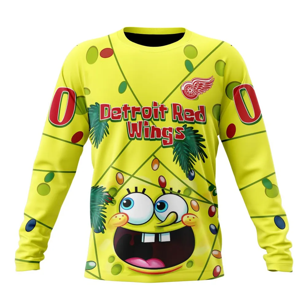 Detroit Red Wings | Specialized Jersey With Spongebob V0122 Long Sleeved Sweatshirt 