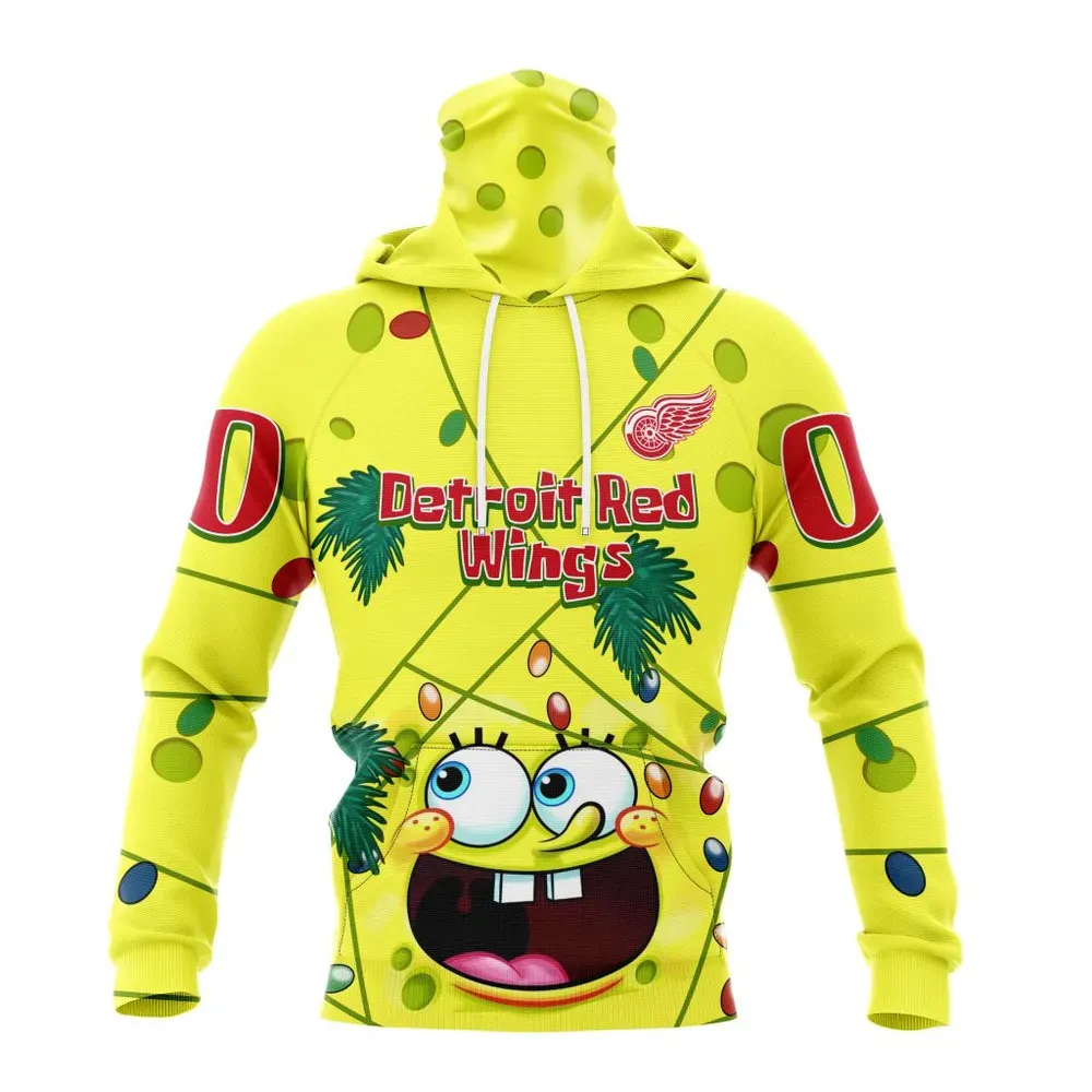 Detroit Red Wings | Specialized Jersey With Spongebob V0122 Mask Hoodie