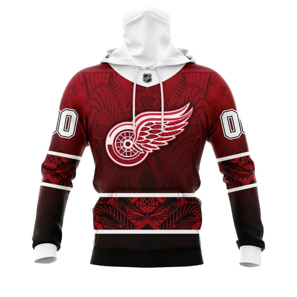 Detroit Red Wings | Specialized Native With Samoa Culture V0222 Mask Hoodie