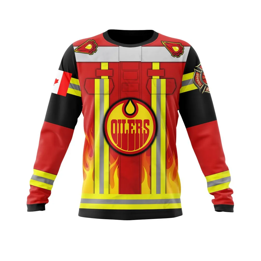 Edmonton Oilers Honnor Firefighter Uniform V0622 Long Sleeved Sweatshirt 