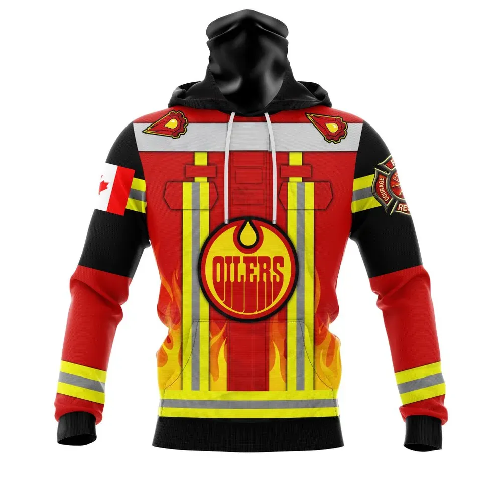 Edmonton Oilers Honnor Firefighter Uniform V0622 Mask Hoodie