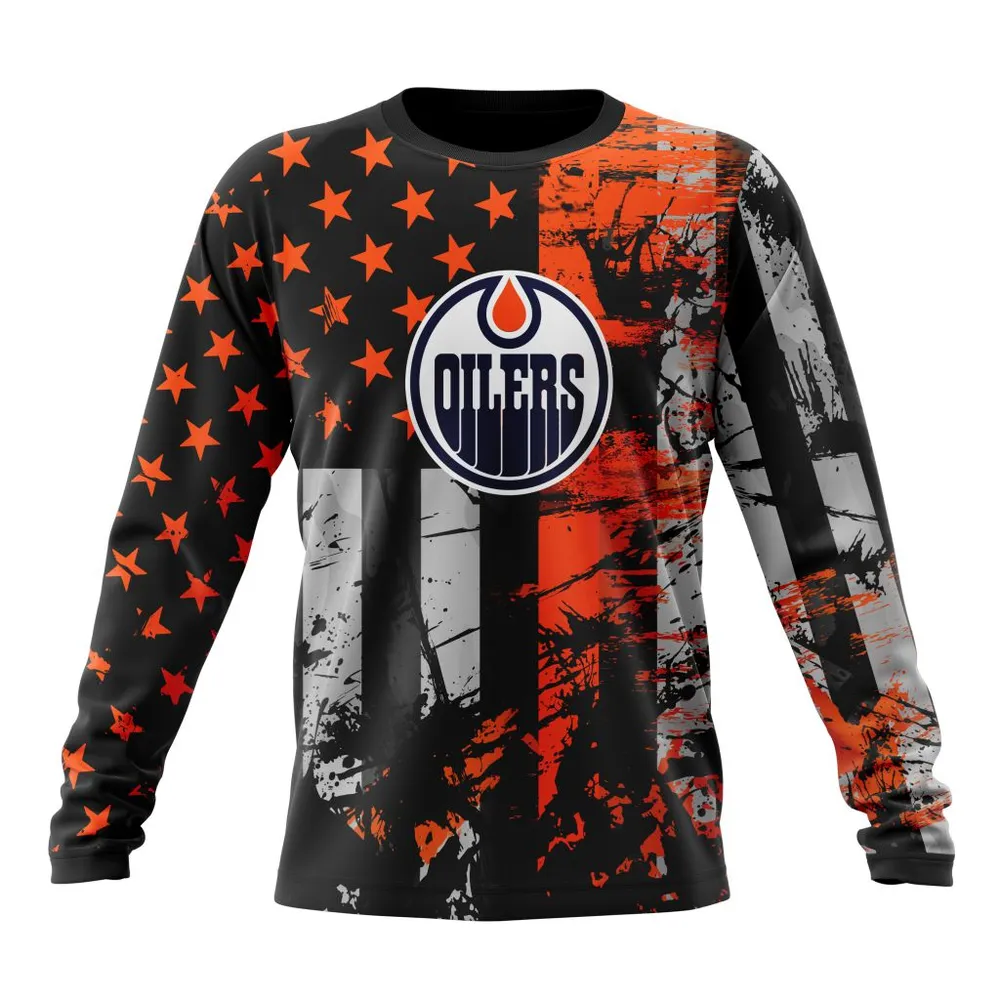 Edmonton Oilers Specialized Jersey For America Long Sleeved Sweatshirt 