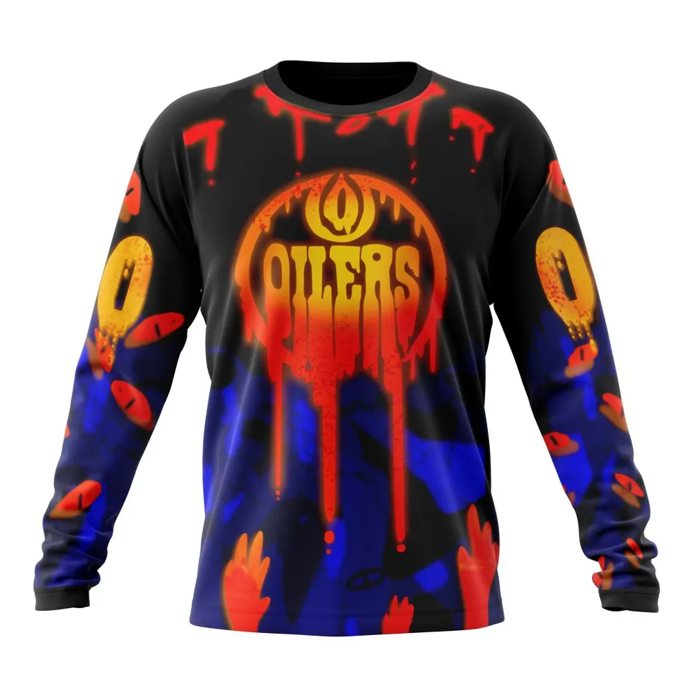 Edmonton Oilers Specialized Jersey For Halloween Night Long Sleeved Sweatshirt 