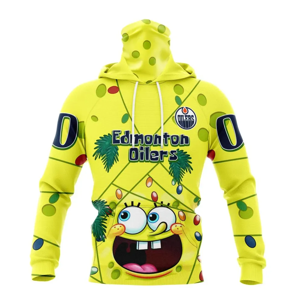 Edmonton Oilers Specialized Jersey With Spongebob V0122 Mask Hoodie