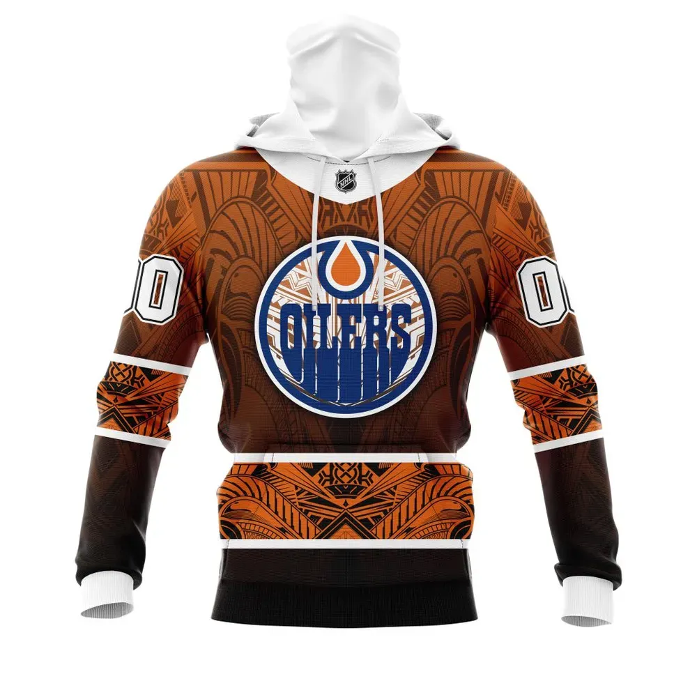 Edmonton Oilers | Specialized Native With Samoa Culture V0222 Mask Hoodie