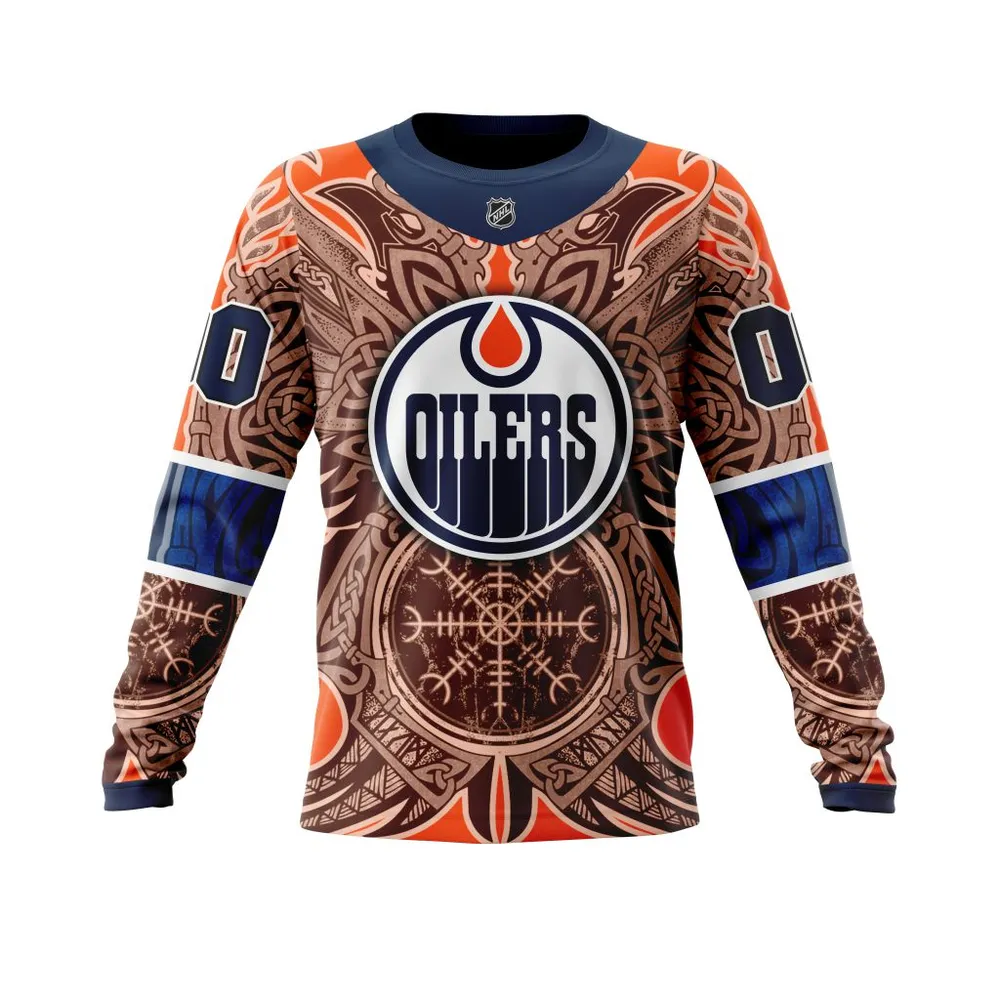 Edmonton Oilers | Specialized Norse Viking Symbols St2201 Long Sleeved Sweatshirt 