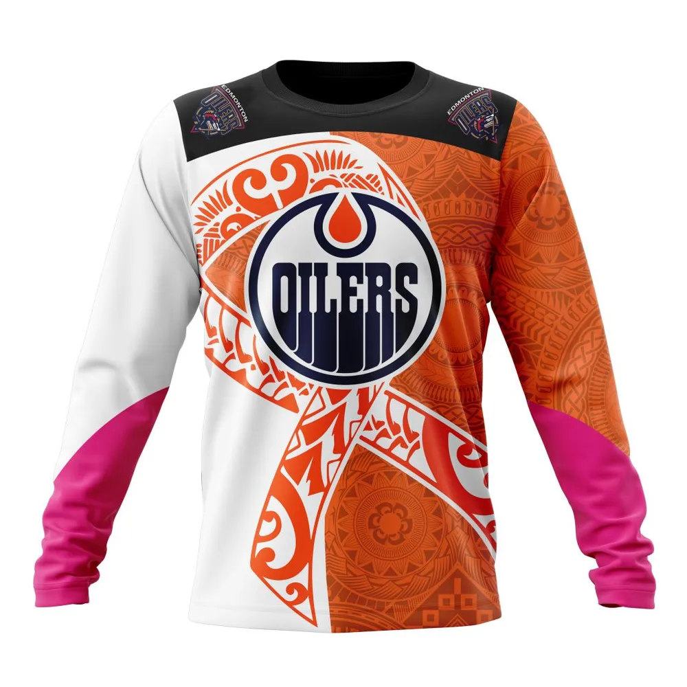 Edmonton Oilers | Specialized Samoa Fights Cancer Jersey Long Sleeved Sweatshirt 