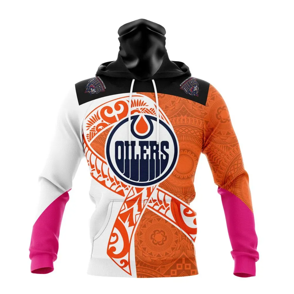 Edmonton Oilers | Specialized Samoa Fights Cancer Jersey Mask Hoodie