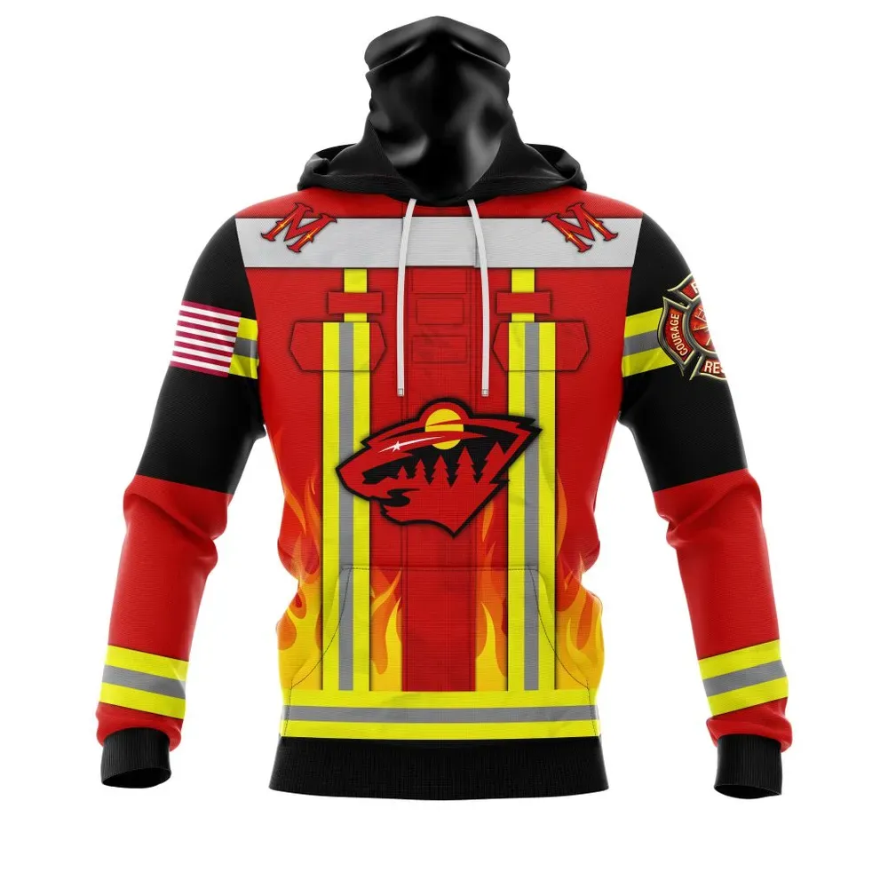 Minnesota Wild Honnor Firefighter Uniform V0622 Mask Hoodie