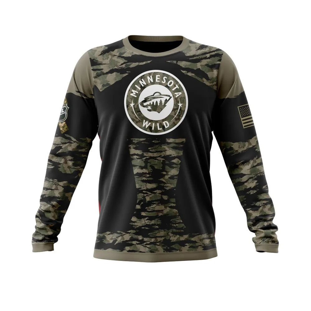 Minnesota Wild | Honors Veterans And Military Members Long Sleeved Sweatshirt 