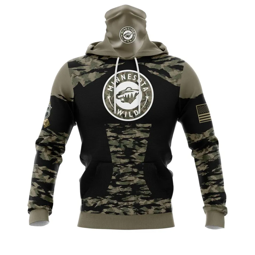 Minnesota Wild | Honors Veterans And Military Members Mask Hoodie