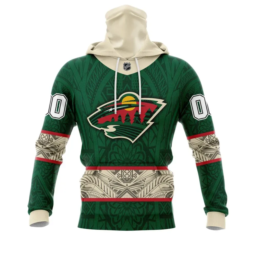 Minnesota Wild | Specialized Native With Samoa Culture V0222 Mask Hoodie