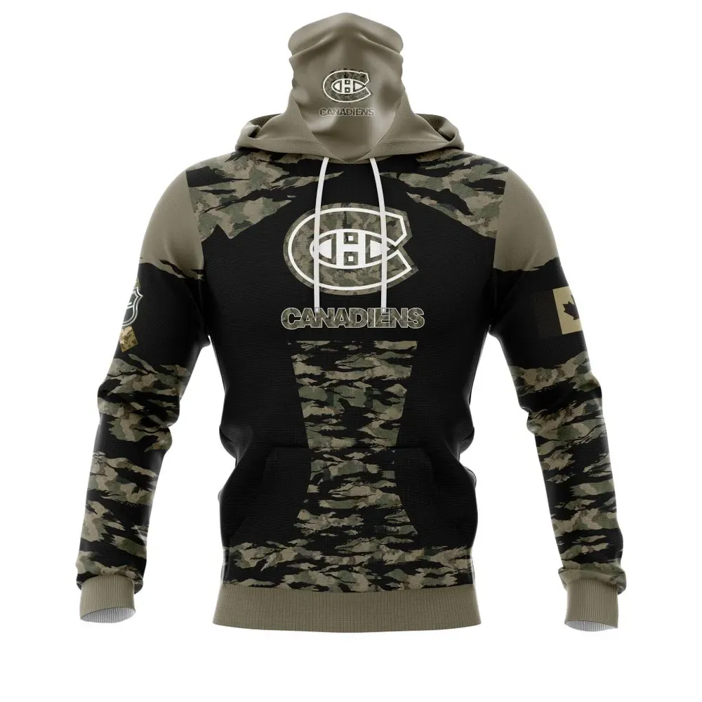 Montreal Canadiens | Honors Veterans And Military Members Mask Hoodie