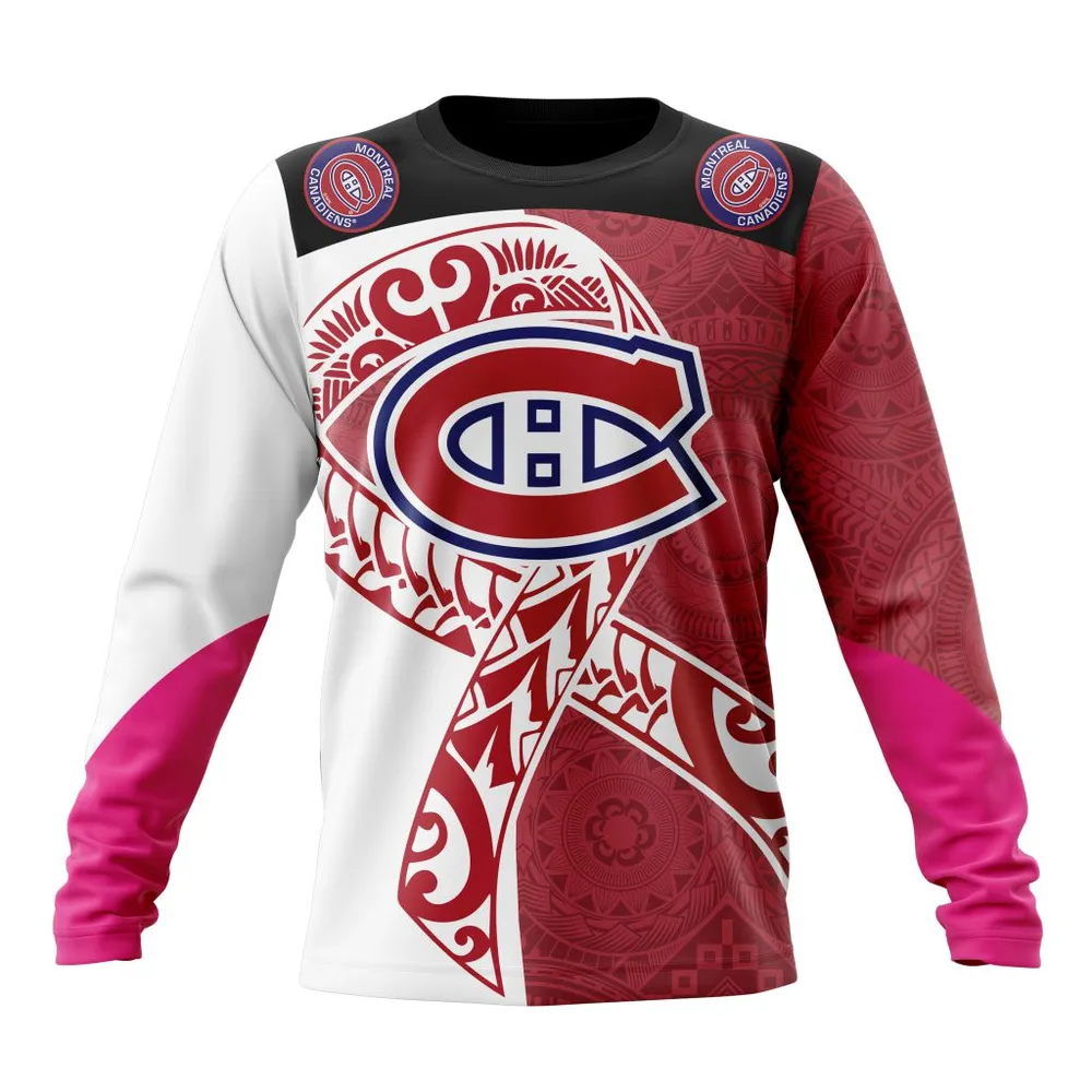 Montreal Canadiens Specialized Samoa Fights Cancer Jersey Long Sleeved Sweatshirt 