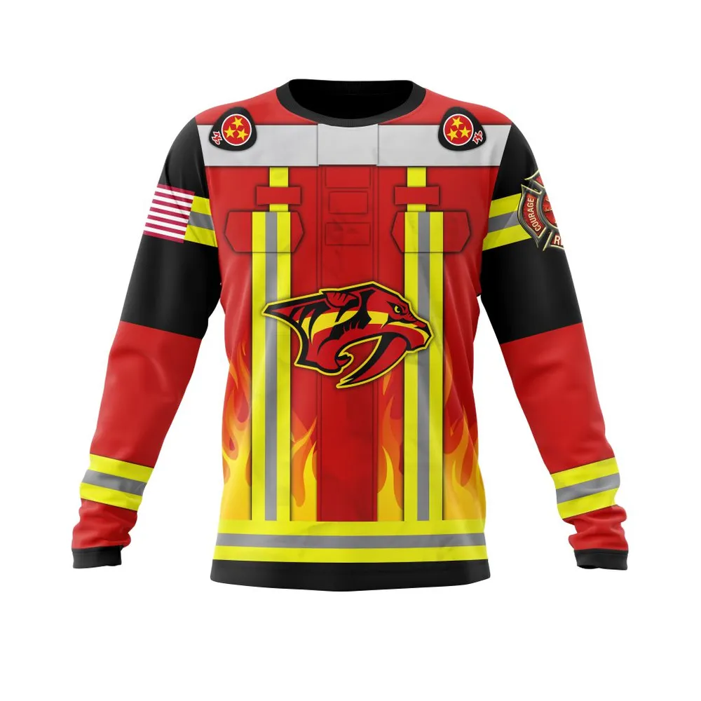 Nashville Predators Honnor Firefighter Uniform V0622 Long Sleeved Sweatshirt 