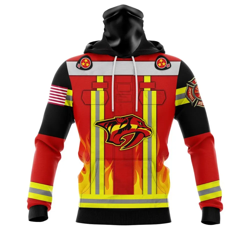 Nashville Predators Honnor Firefighter Uniform V0622 Mask Hoodie