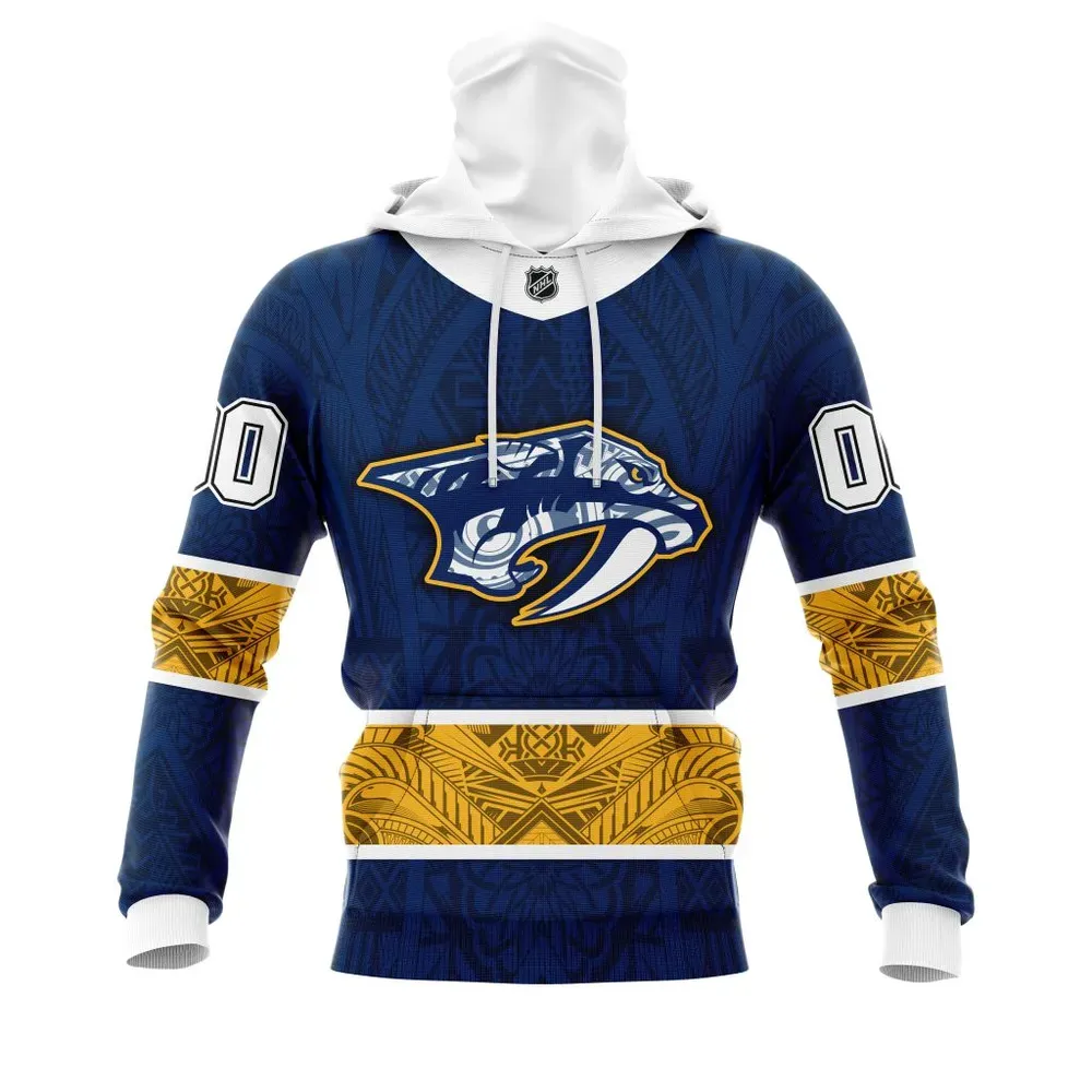 Nashville Predators | Specialized Native With Samoa Culture V0222 Mask Hoodie