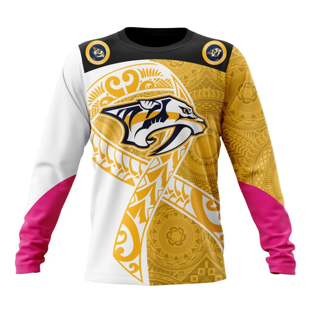 Nashville Predators | Specialized Samoa Fights Cancer Jersey Long Sleeved Sweatshirt 