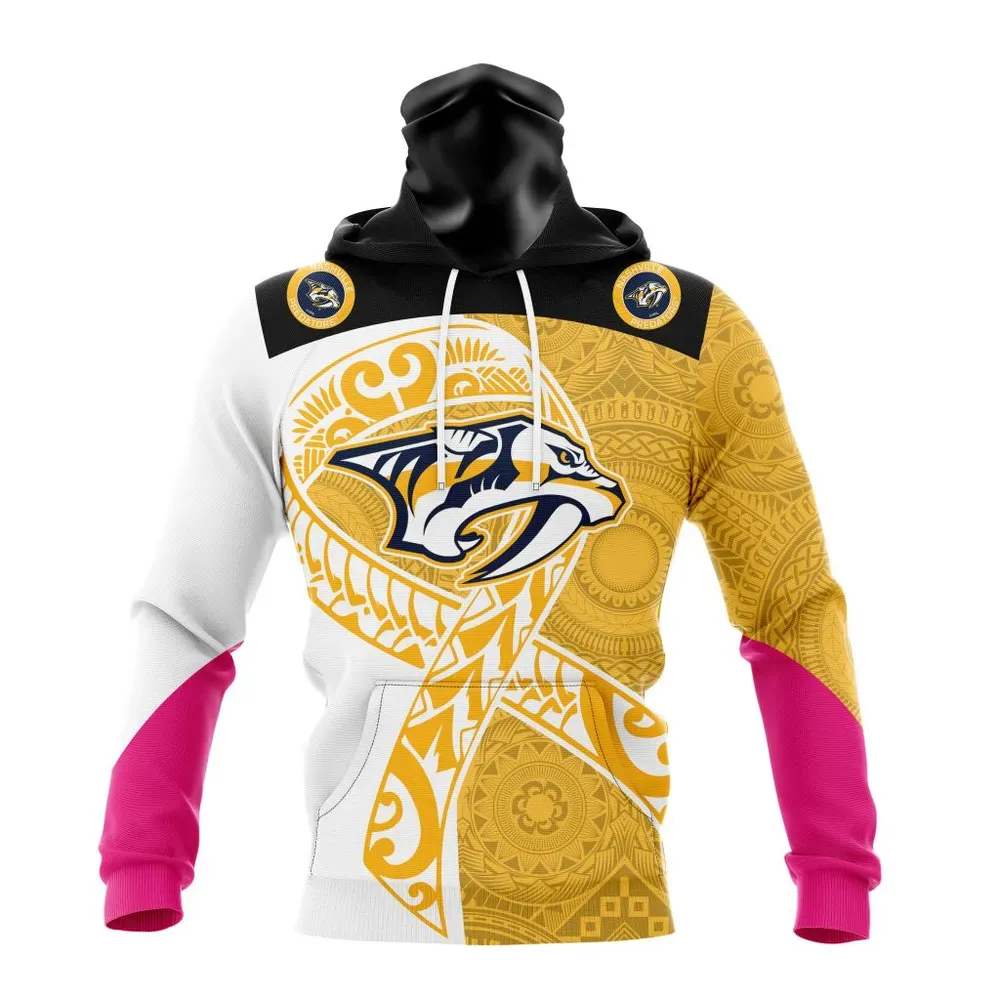 Nashville Predators | Specialized Samoa Fights Cancer Jersey Mask Hoodie